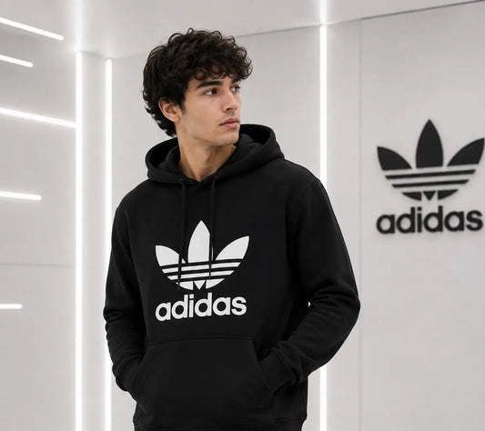 Adida s Black Logo Print Premium Classic Hoodie