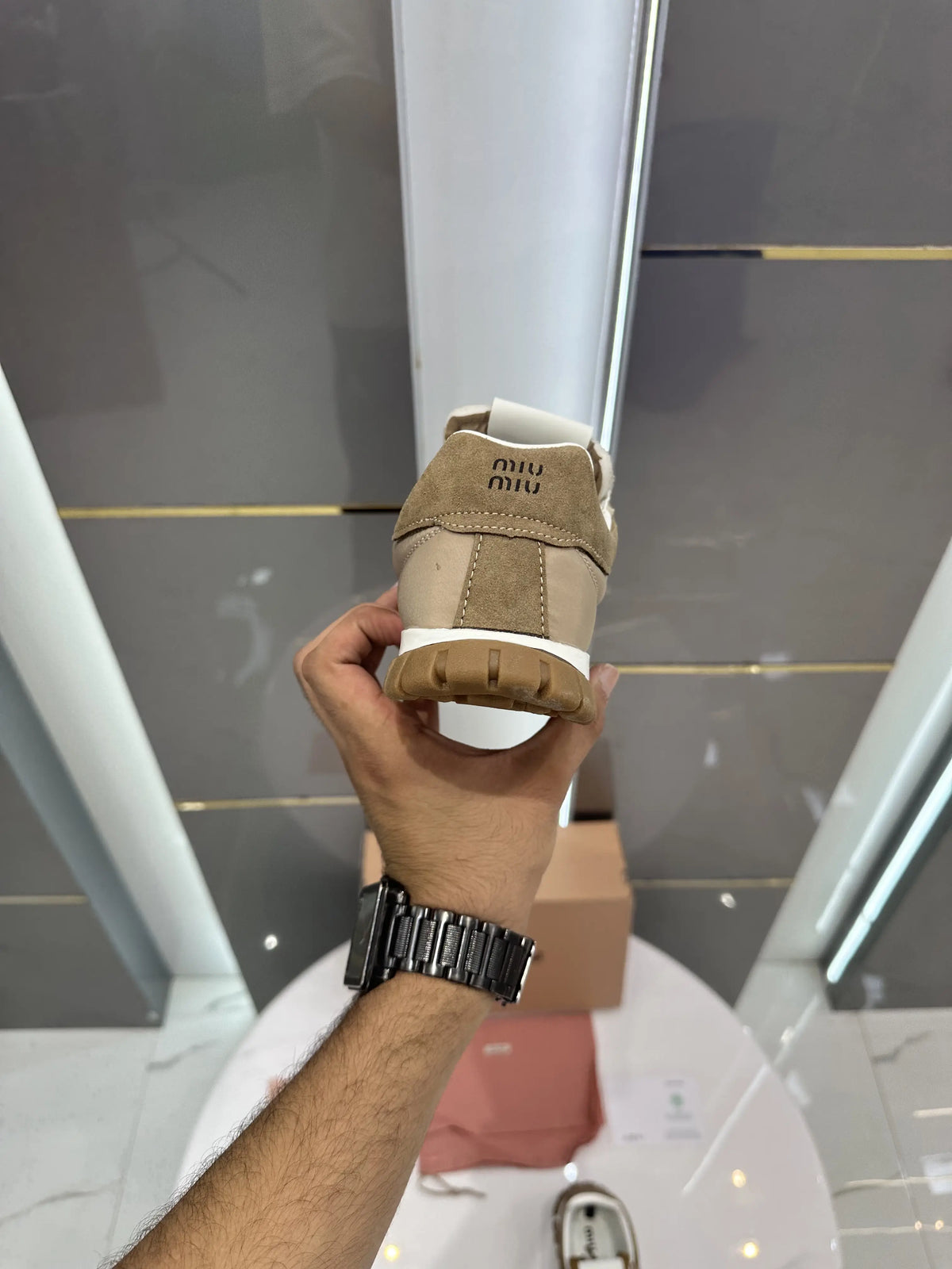 Miu_Miu_Tyre Beige & Brown Sneakers