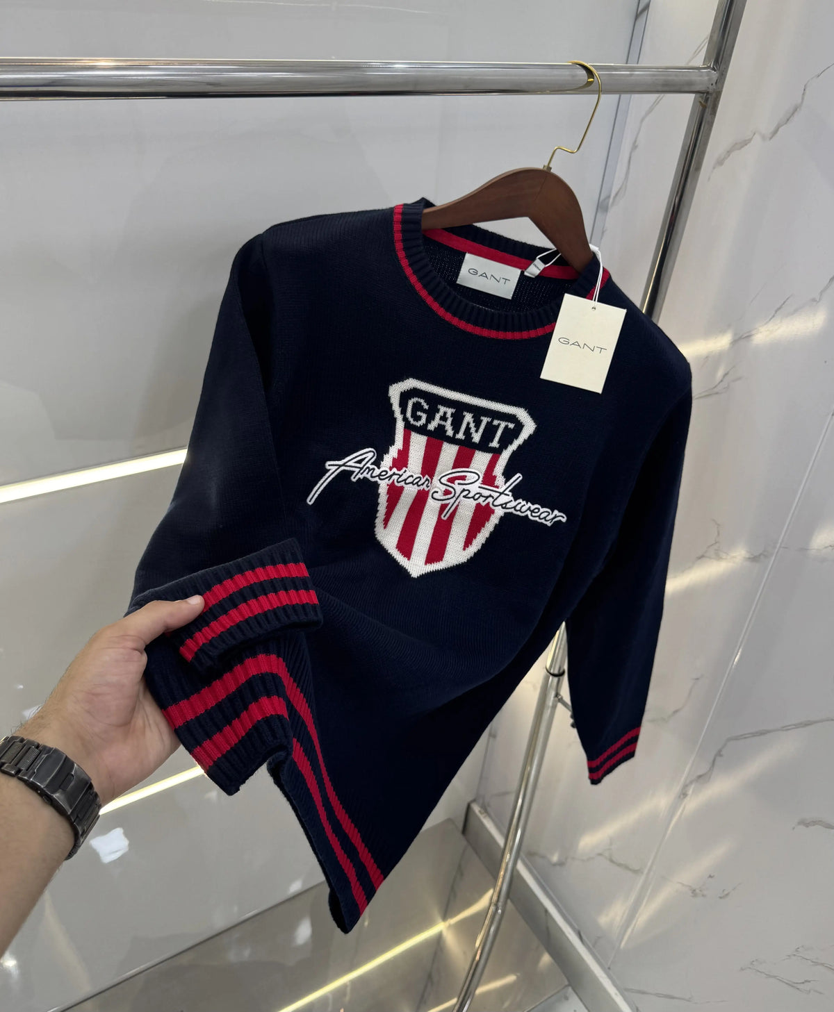 Gan.t Navy Blue Knitted Imported Pull Over