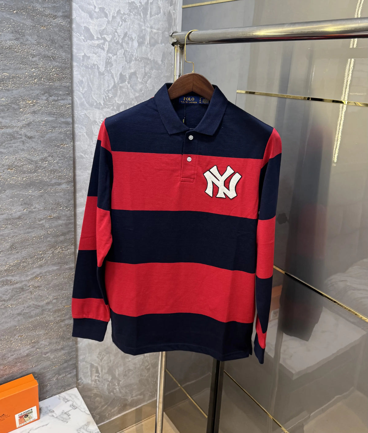Ralph  Lauren Red Logo Work Premium Full Sleeve Polo T-Shirt