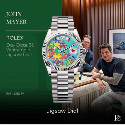 Role x Day-Date Blue Jigsaw Puzzle Premium Quartz Watch