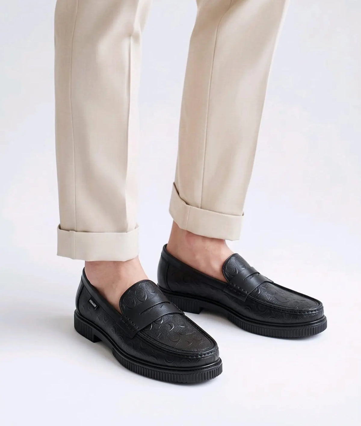 Coach_Black Premium Monogram Leather Formal Loafers