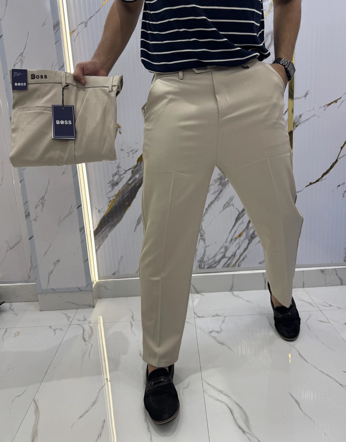 Hugo  Boss Cream Imported Korean Trouser