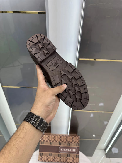 Coach_Brown Premium Monogram Leather Formal Loafers