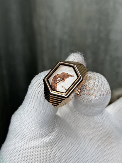 Fossi l Serpentine RoseGold White Ring Analog Watch