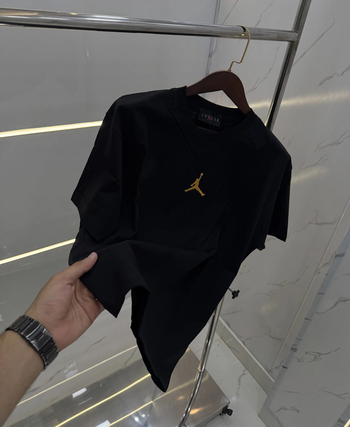 Air Jordan Black Logo Work Imported Oversized T-shirt