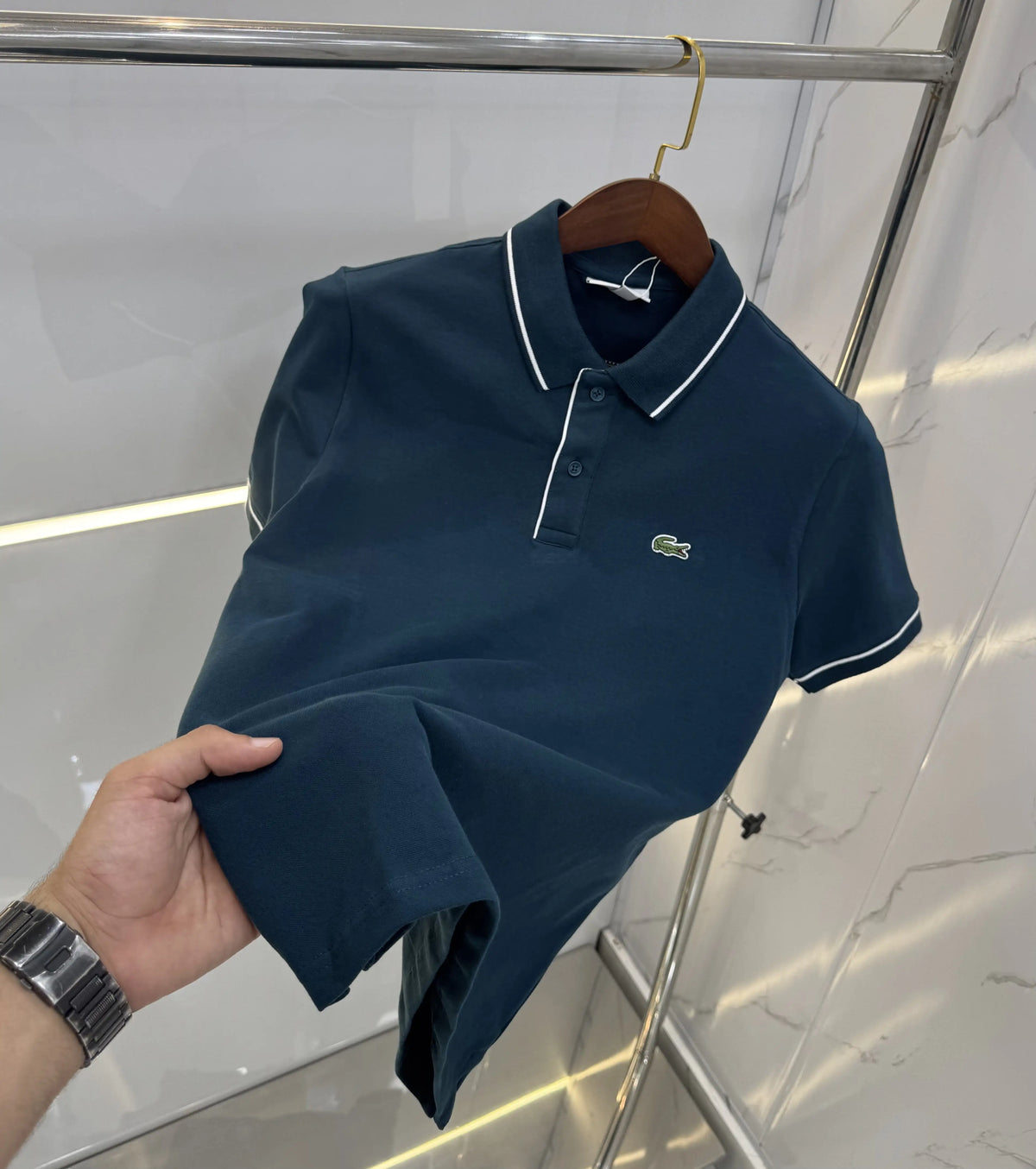 Lacost e Bottle Green Logo Work Premium Polo T-Shirt