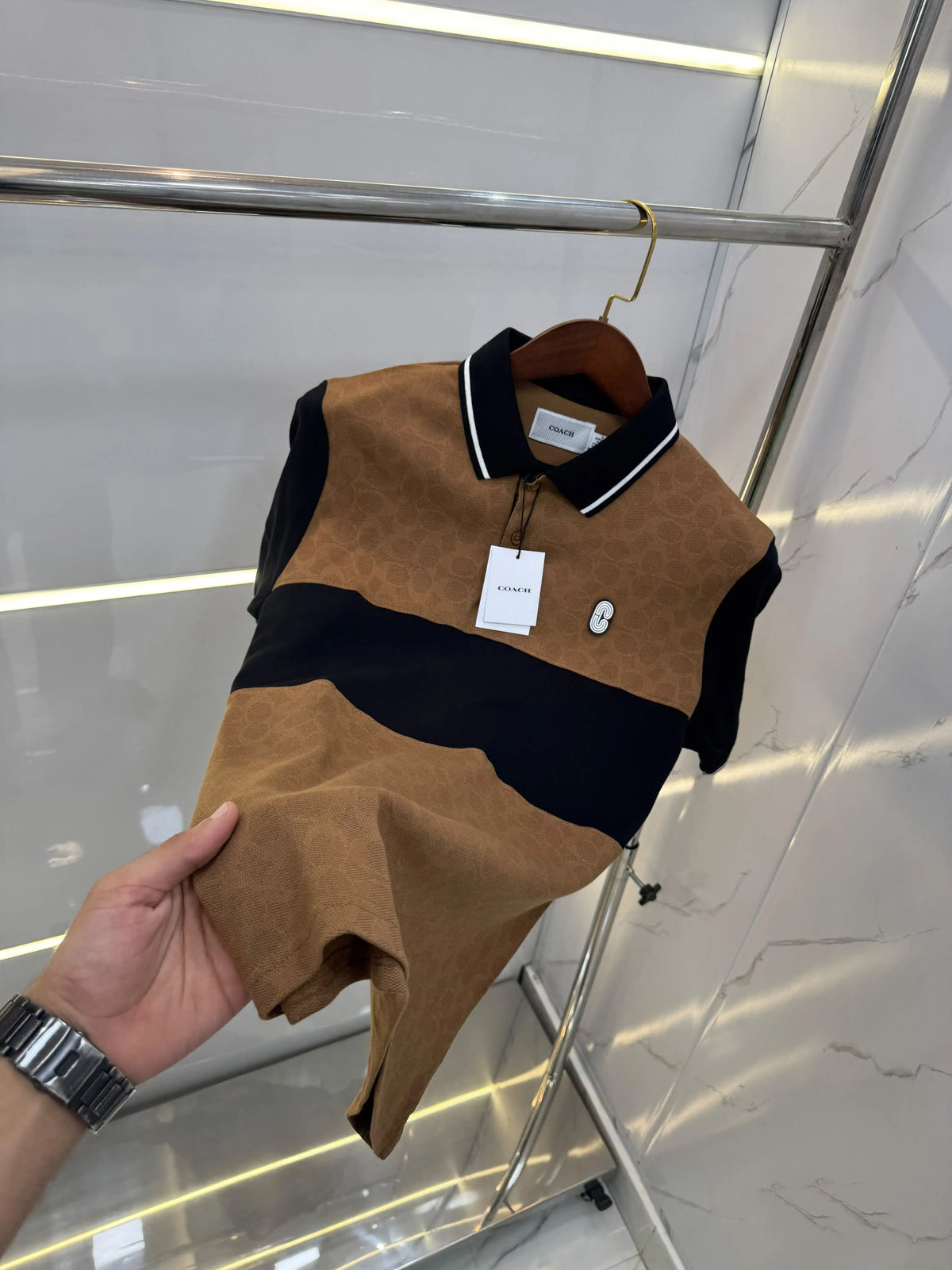 Coac h Biege Imported Polo T-Shirt
