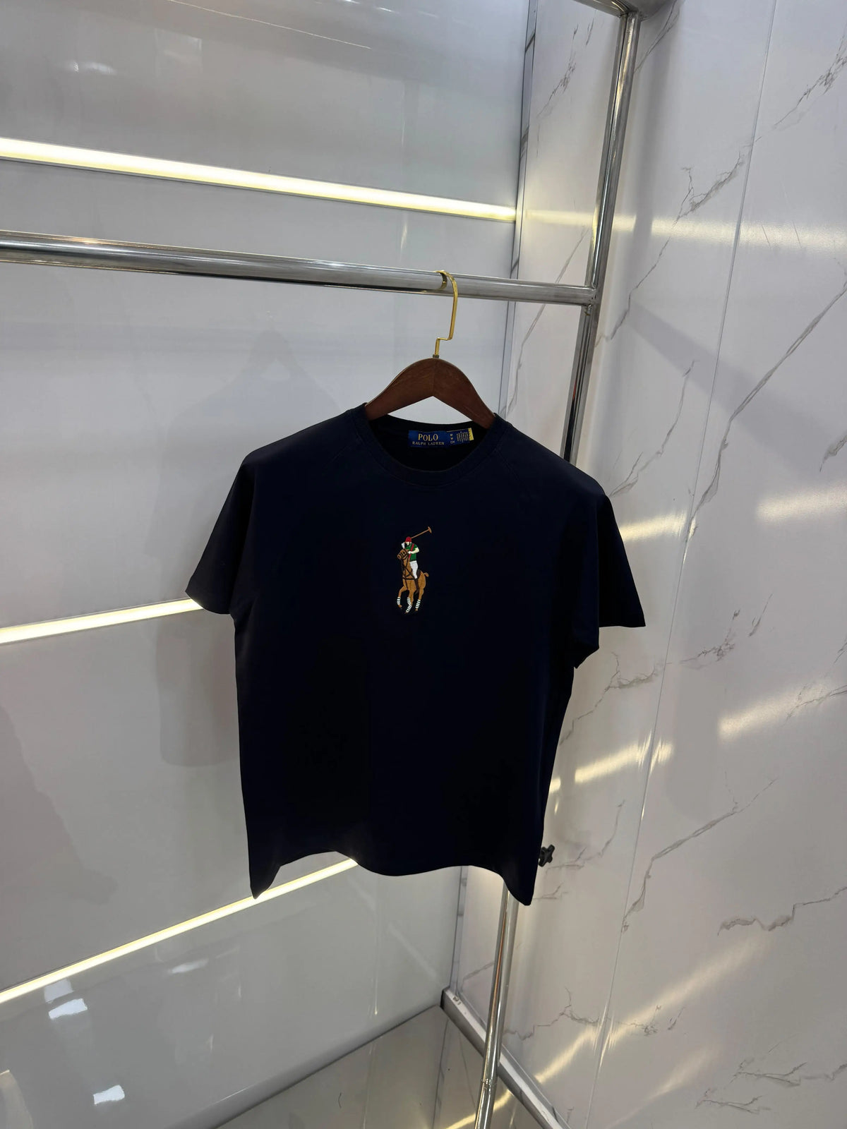 Ralp h Lauren Navy Blue Embroidery Logo premium Polo T-shirt