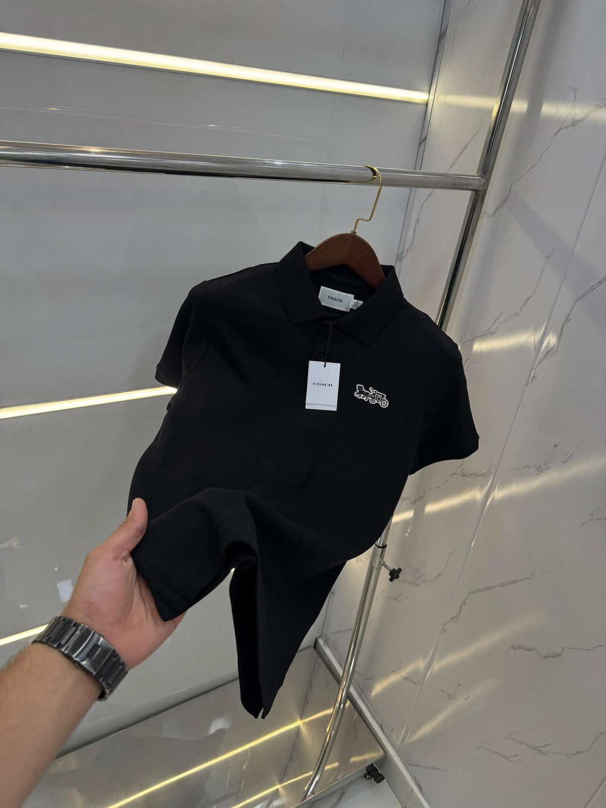 Coac h Black Imported Polo T-Shirt