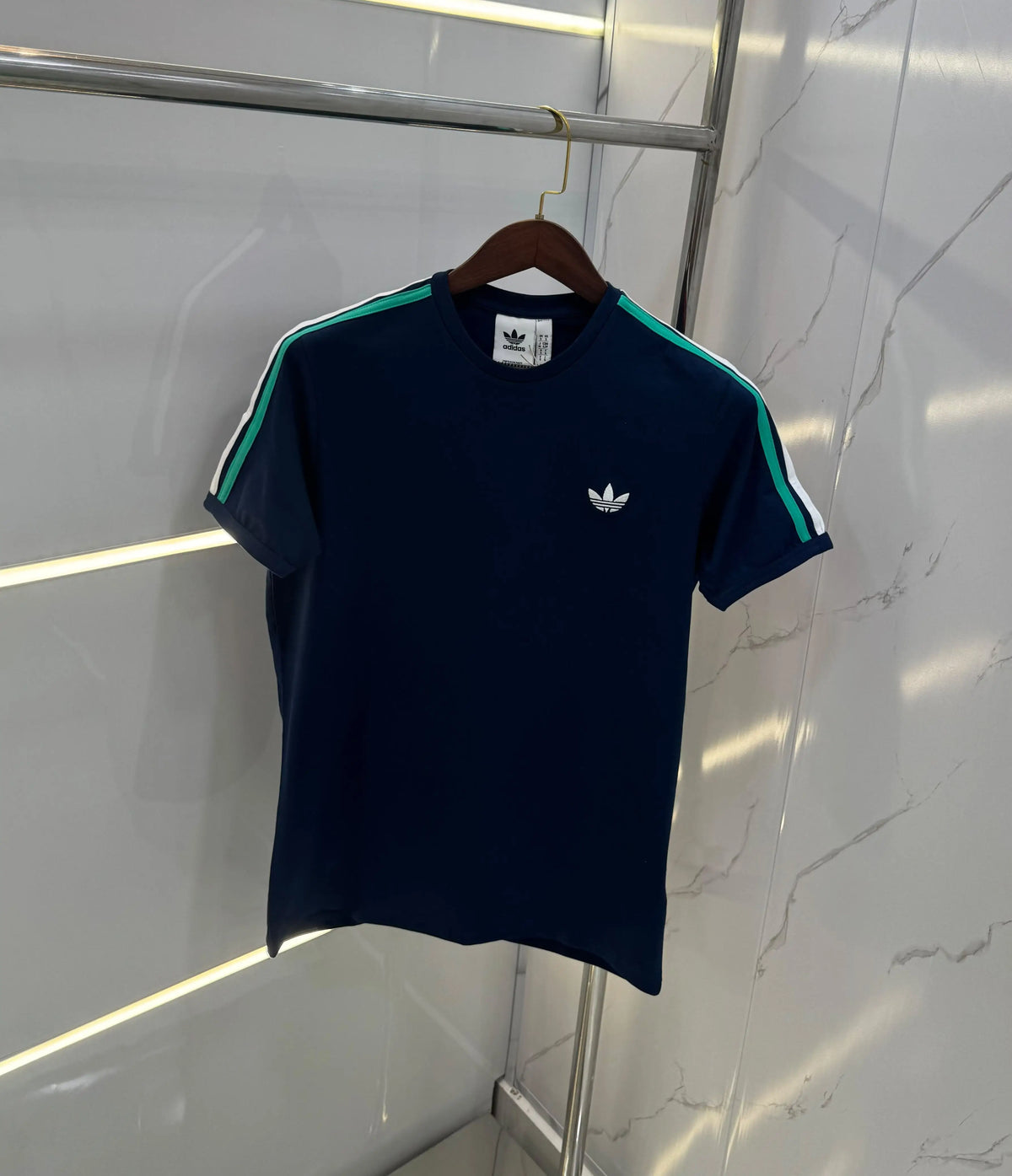 Adidas Navy Blue  Logo Print Imported  T-Shirt