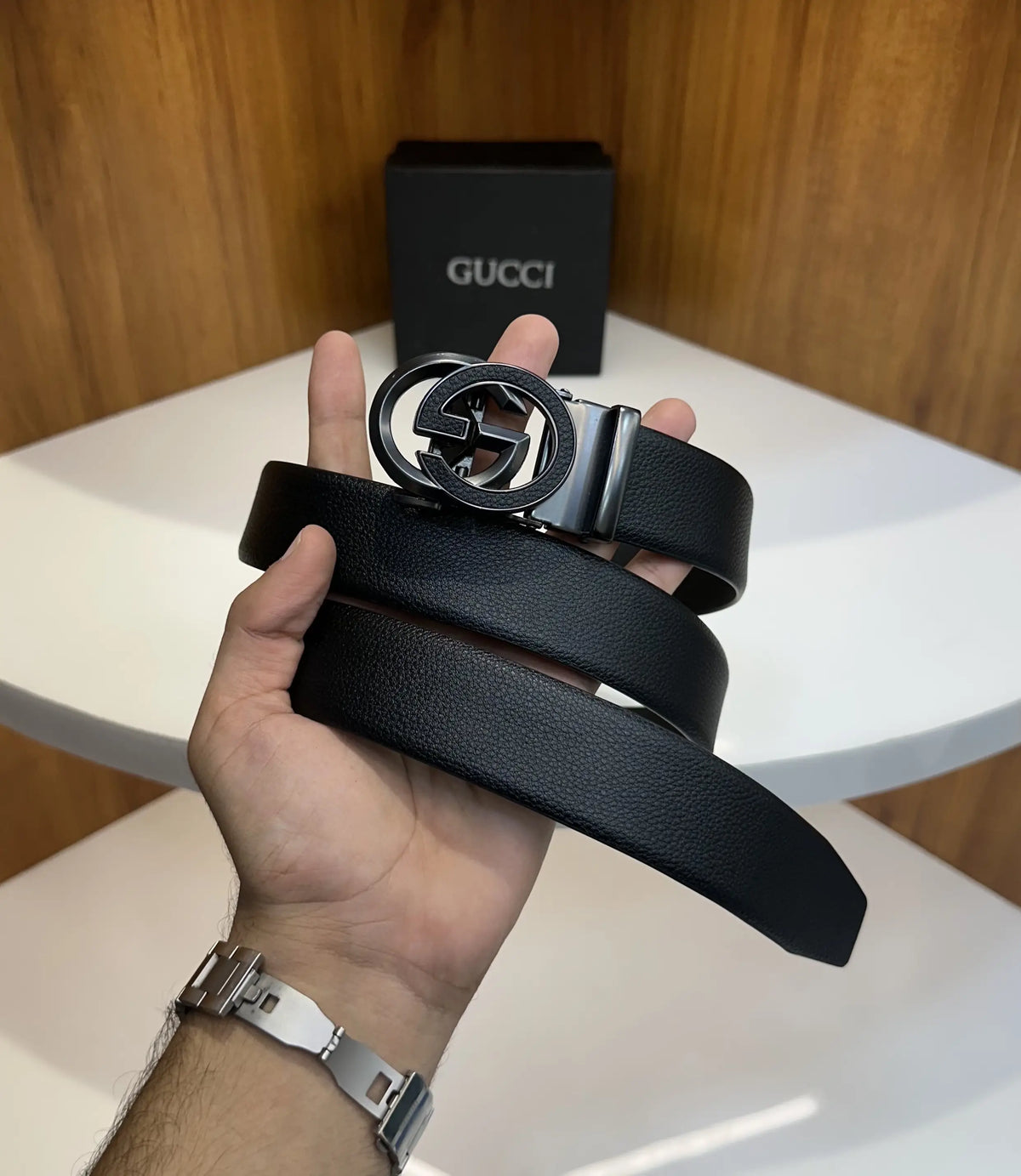 Gucc i Premium Imported Belt Matte Grey Autolock g9079