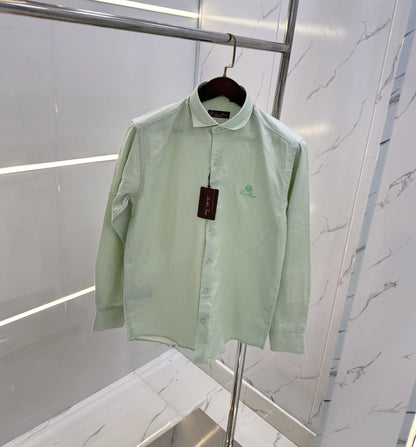 Loro Piana Green Embroidery Logo Work Premium Shirt