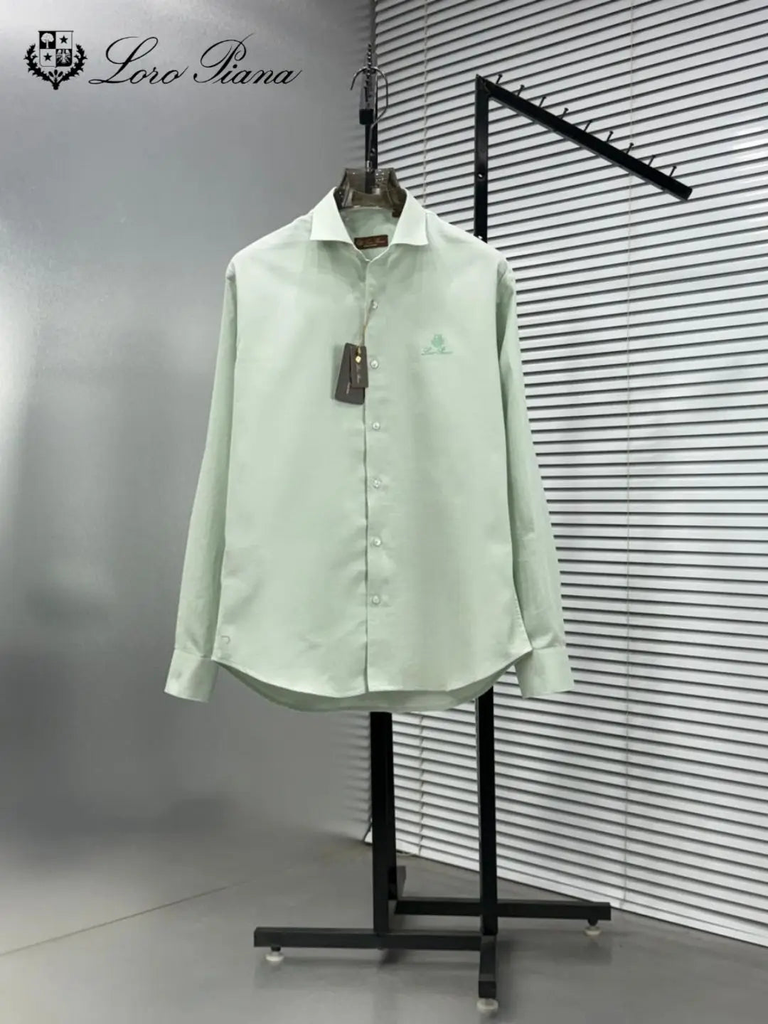 Loro Piana Green Embroidery Logo Work Premium Shirt