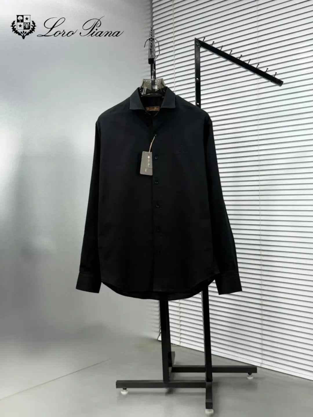 Loro Piana Black Embroidery Logo Work Premium Shirt