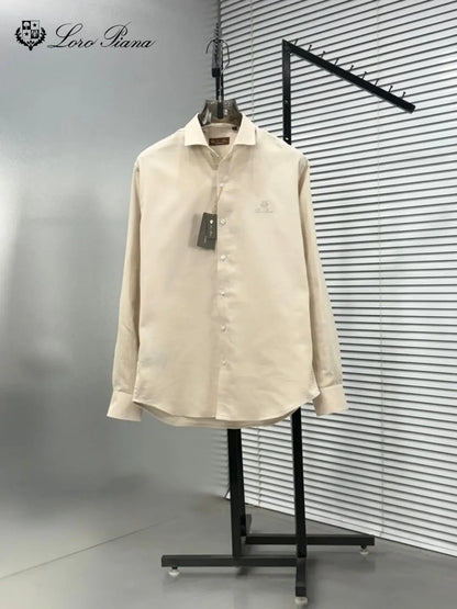 Loro Piana Cream Embroidery Logo Work Premium Shirt
