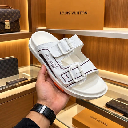 Louis_Vuitton_All White Double Lock Premium Slide