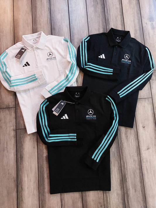 Adida s Navy Blue Logo Work Premium Full Sleeves Polo T-Shirt
