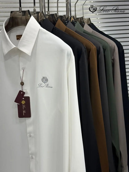 Loro Piana Olive Green Embroidery Logo Premium Shirt With Original Box