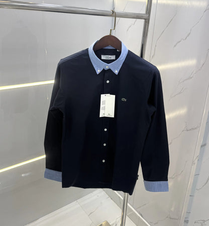 Lacost e Navy Blue Embroidery Logo Work Premium Shirt