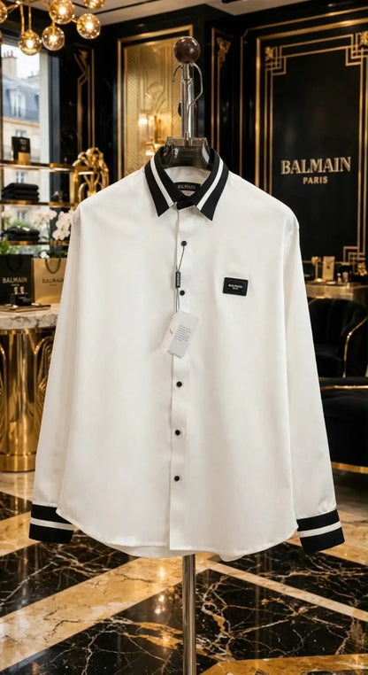 Balmai n Paris White Logo Print Premium Shirt With Original Box