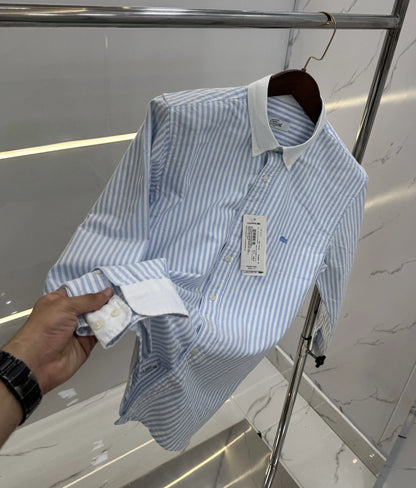 Lacost e Sky Blue strips Embroidery Logo Premium Shirt