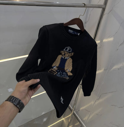 Ralph Laure.n Black Teddy Edition Knitted Imported Pull Over
