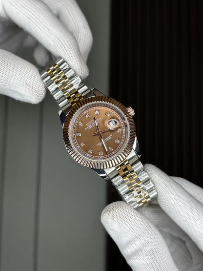 Seik o Datejust Dual Brown Premium Watch