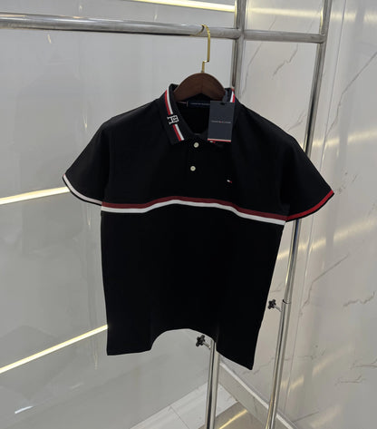 Tomm y Hilfiger Black Embroidery Work Premium Polo T-shirt With Box