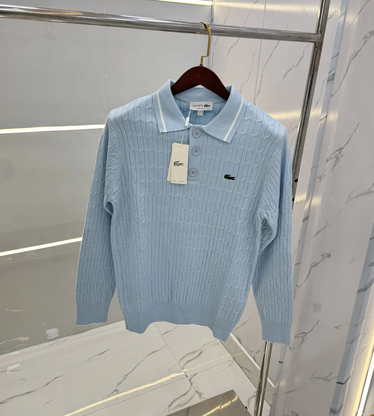 Lacost e Sky Blue Knitted Imported Pull Over