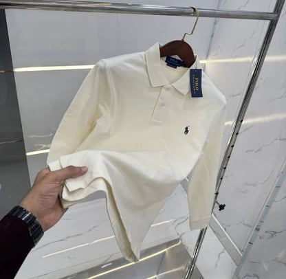 Ralph Laure n Cream Embroidery Logo Premium Full Sleeves Polo T-Shirt