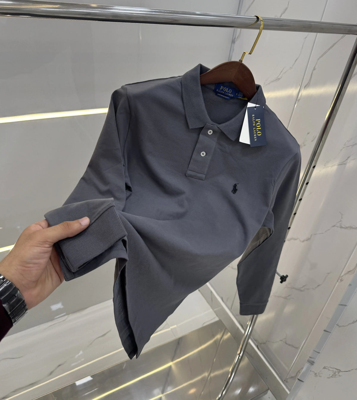 Ralph Laure n Grey Embroidery Logo Premium Full Sleeves Polo T-Shirt