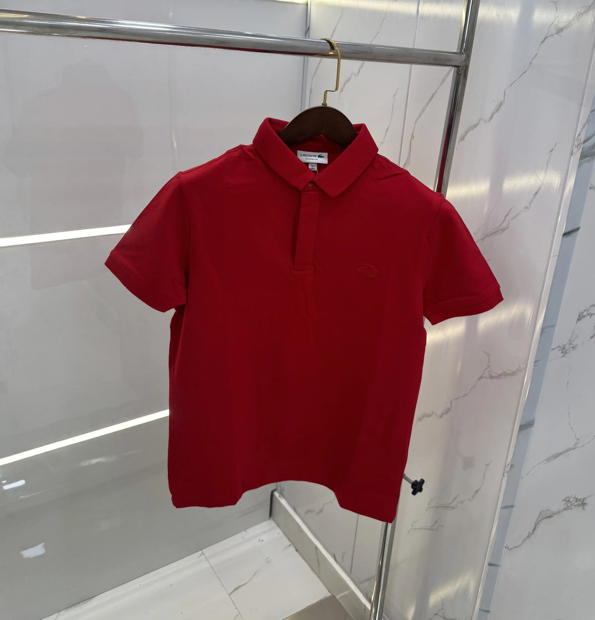 Lacost e Red Embroidery Logo Premium Polo T-Shirt
