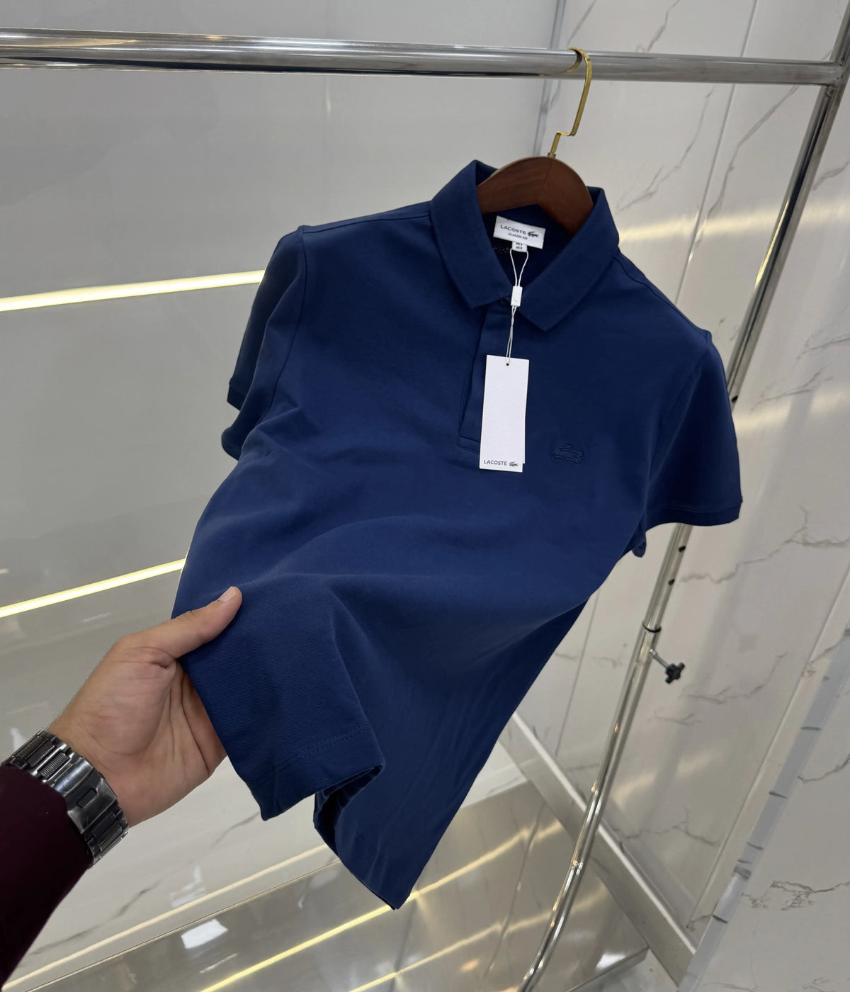 Lacost e Petrol Blue Embroidery Logo Premium Polo T-Shirt