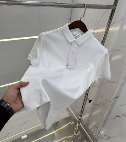 Lacost e White Embroidery Logo Premium Polo T-Shirt