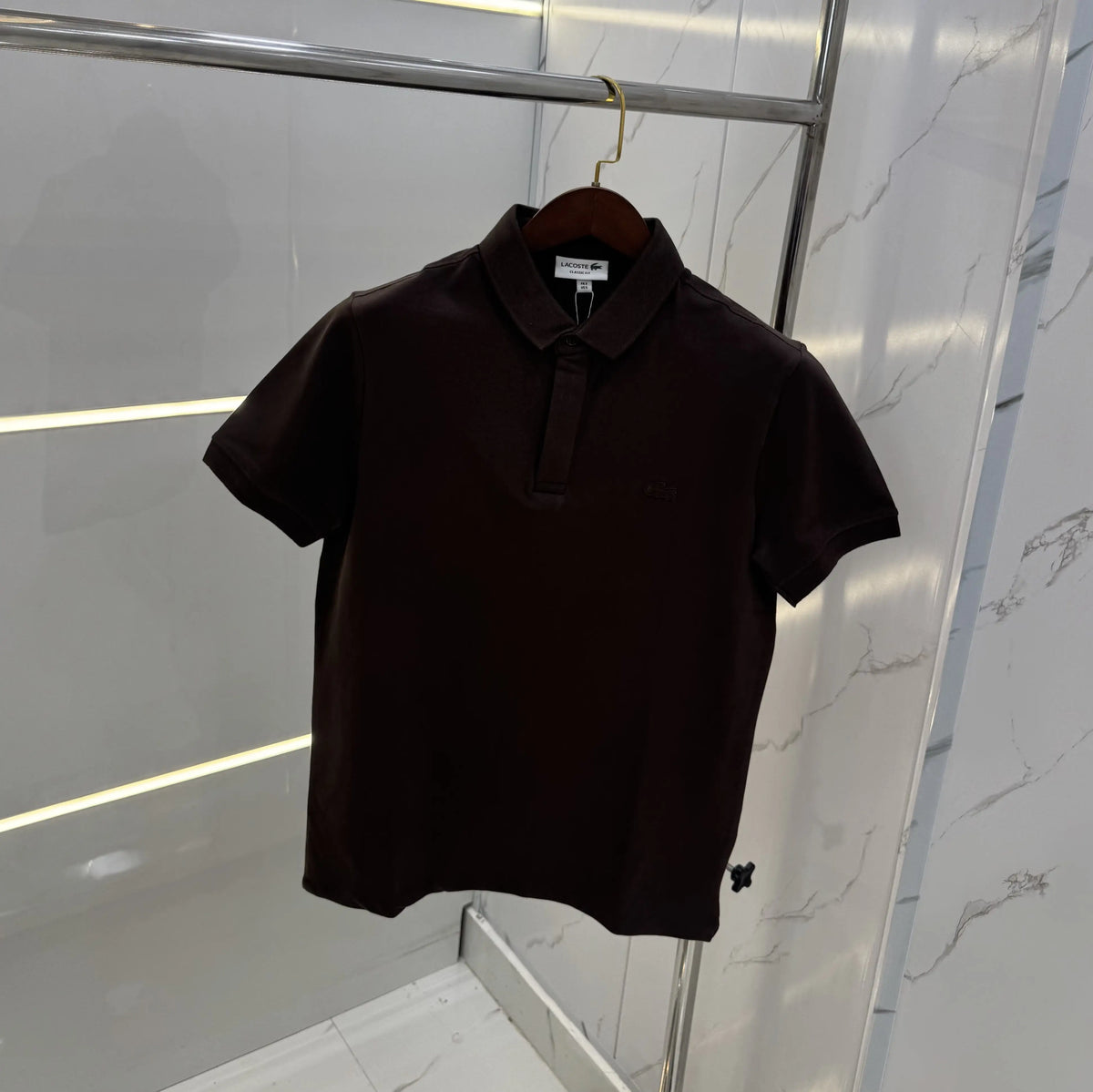 Lacost e Brown Embroidery Logo Premium Polo T-Shirt