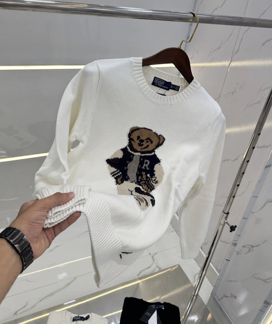 Ralph Laure n White Teddy Knitted Imported Pull Over
