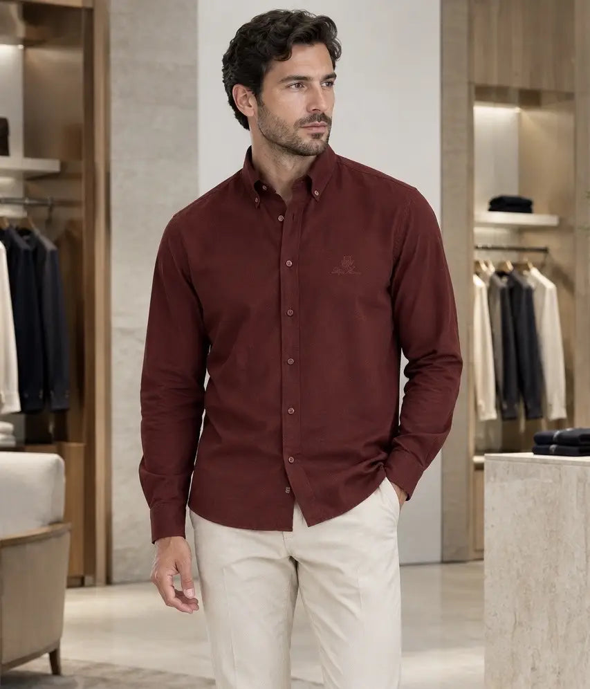 Loro Piana Rust Embroidery Logo Work Premium Shirt