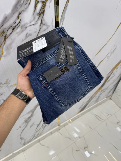 Hugo Bos s Blue Embroidery Logo Imported Denim