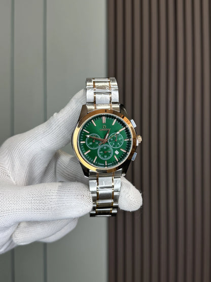 Omeg a Dual Tone Green Premium Chronograph Watch