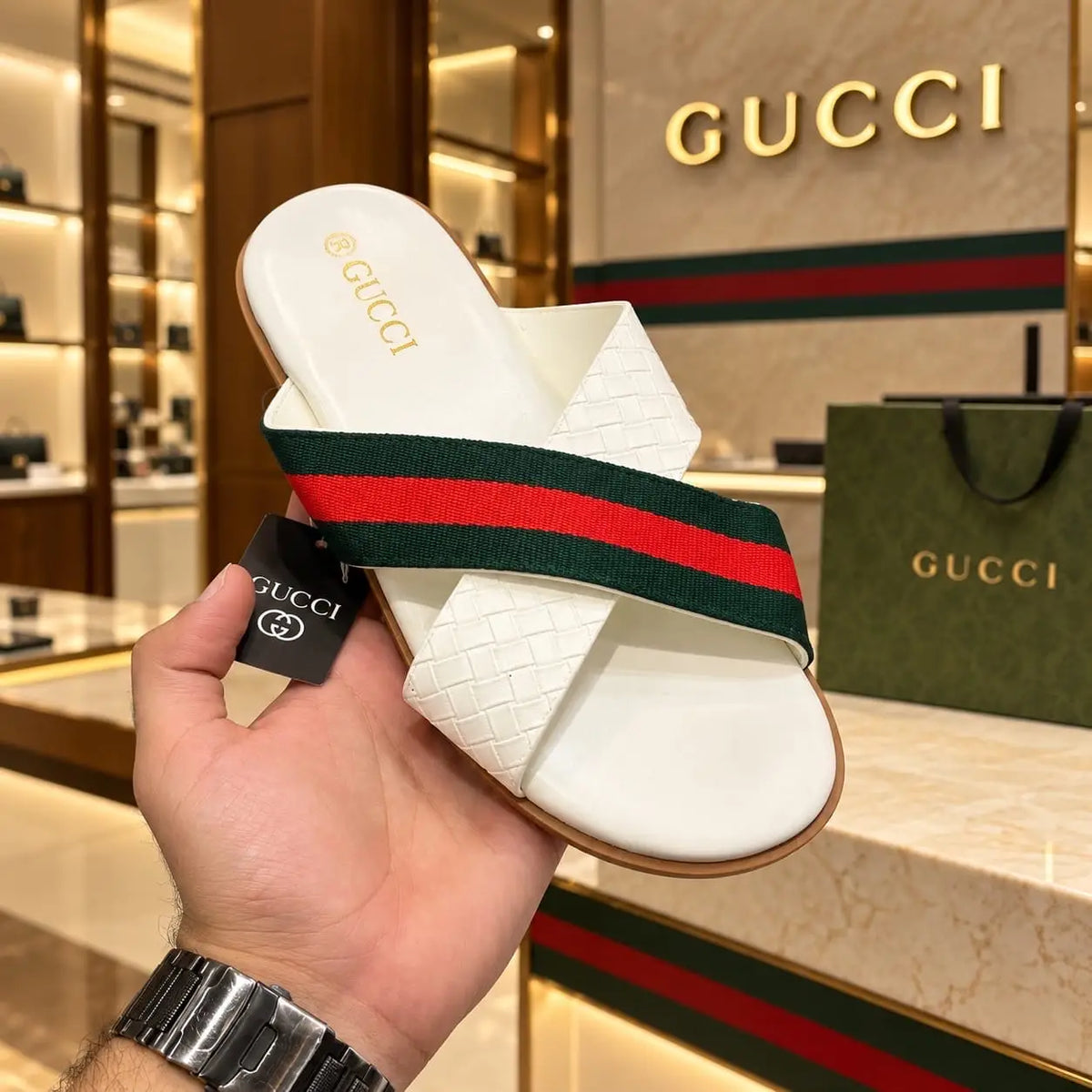 Gucci_Cross White Premium Slide