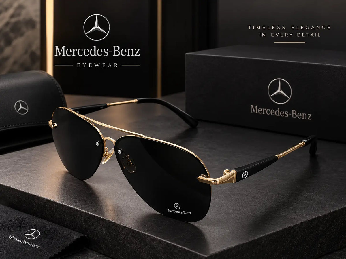 Mercedes Ben z Gold Black Aviator Premium Shades