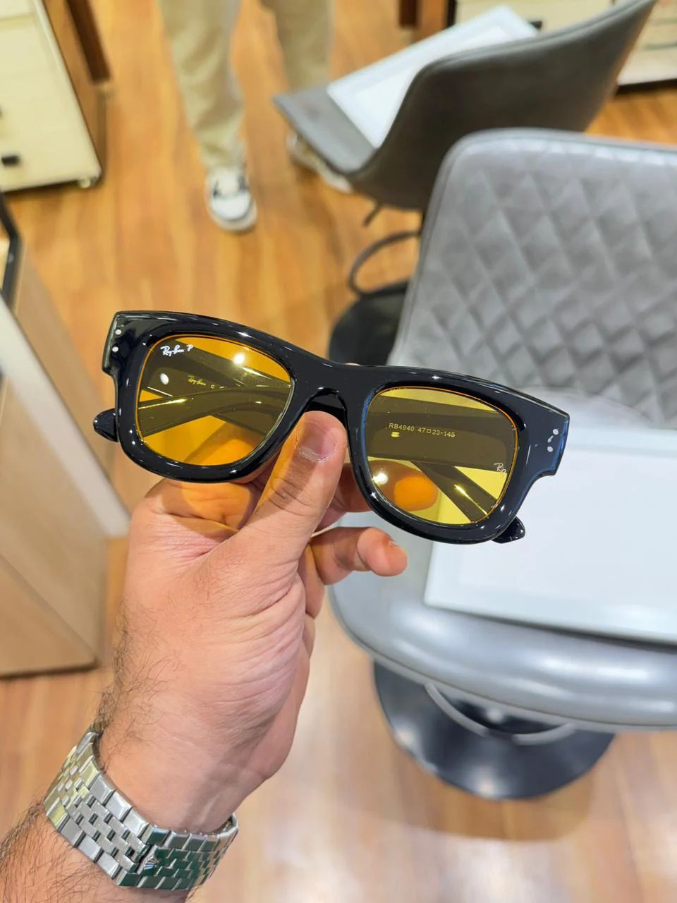 Ray ban Puffer Black Yellow Premium Model