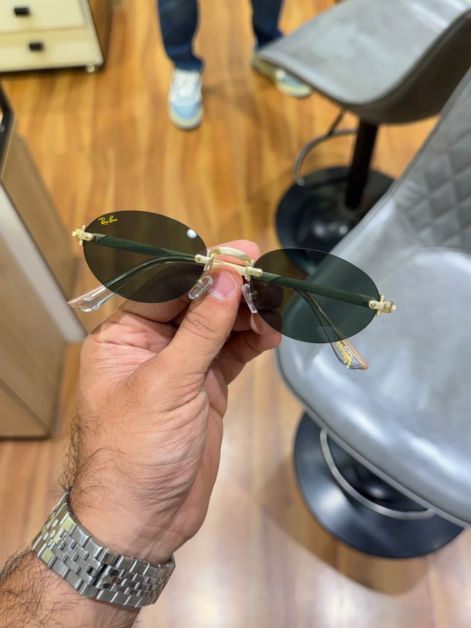 Ray ban Rocky ASAP Edition Oval Green Gold Tinted Sunglasses 111